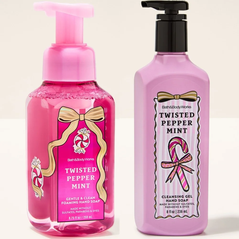 Bath & Body Works Twisted Peppermint Gel & Foam Hand Soap Set NEW Rare